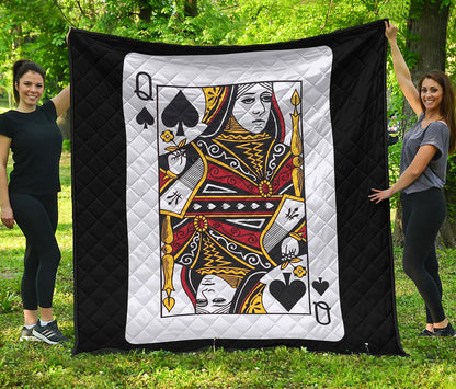 Queen Of Spades Playing Card Print Quilt