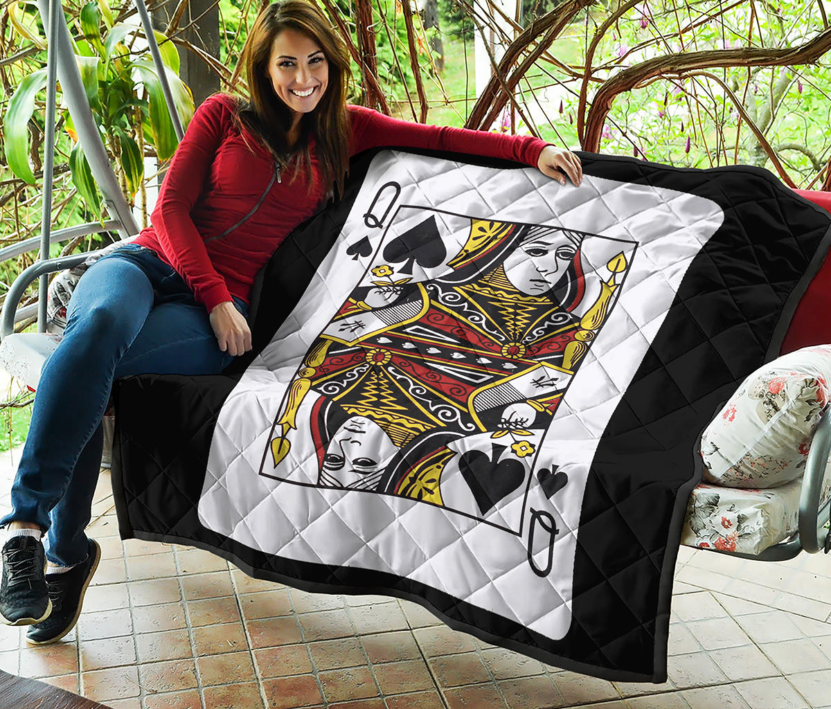 Queen Of Spades Playing Card Print Quilt