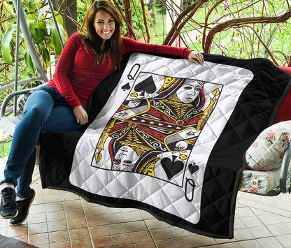 Queen Of Spades Playing Card Print Quilt