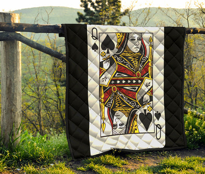 Queen Of Spades Playing Card Print Quilt