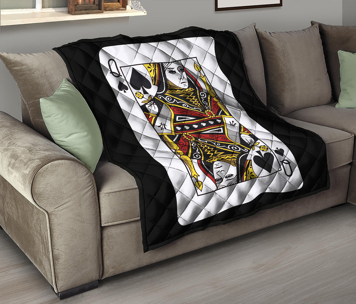 Queen Of Spades Playing Card Print Quilt