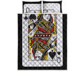 Queen Of Spades Playing Card Print Quilt Bed Set