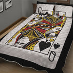 Queen Of Spades Playing Card Print Quilt Bed Set