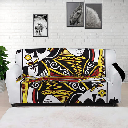 Queen Of Spades Playing Card Print Sofa Cover