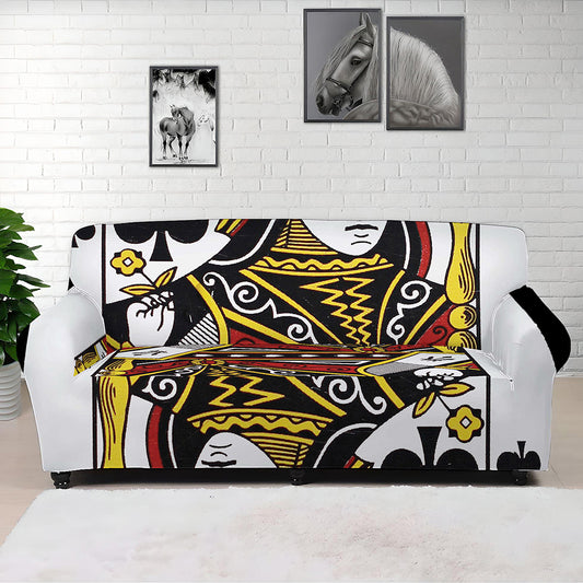 Queen Of Spades Playing Card Print Sofa Cover