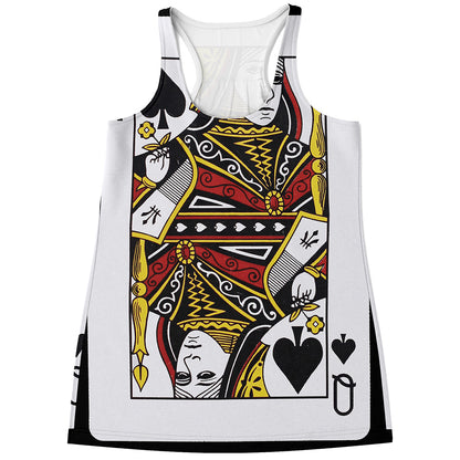 Queen Of Spades Playing Card Print Women's Racerback Tank Top