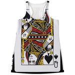 Queen Of Spades Playing Card Print Women's Racerback Tank Top