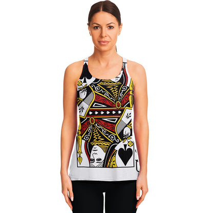 Queen Of Spades Playing Card Print Women's Racerback Tank Top