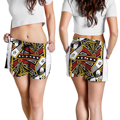 Queen Of Spades Playing Card Print Women's Shorts