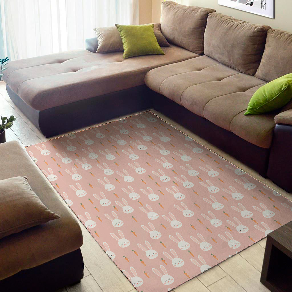 Rabbit And Carrot Pattern Print Area Rug