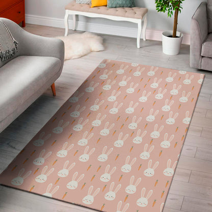 Rabbit And Carrot Pattern Print Area Rug