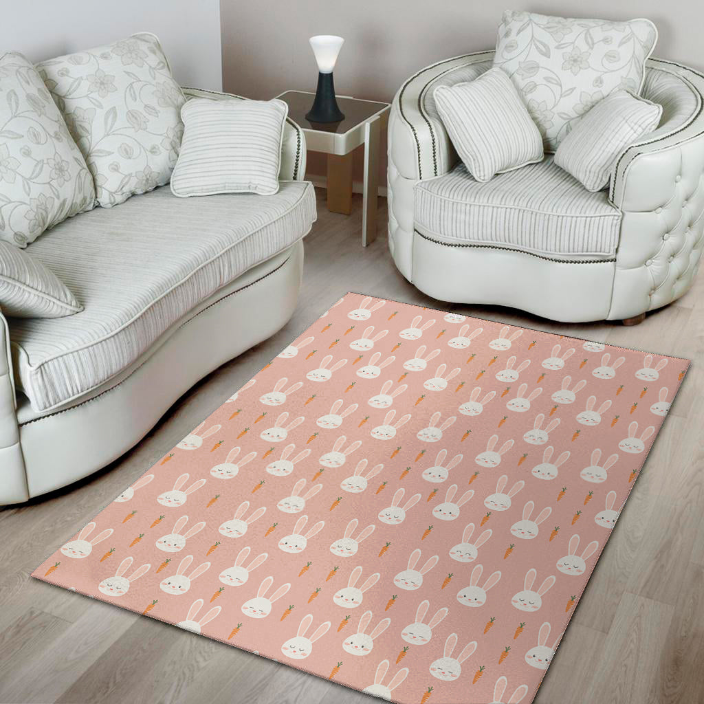 Rabbit And Carrot Pattern Print Area Rug