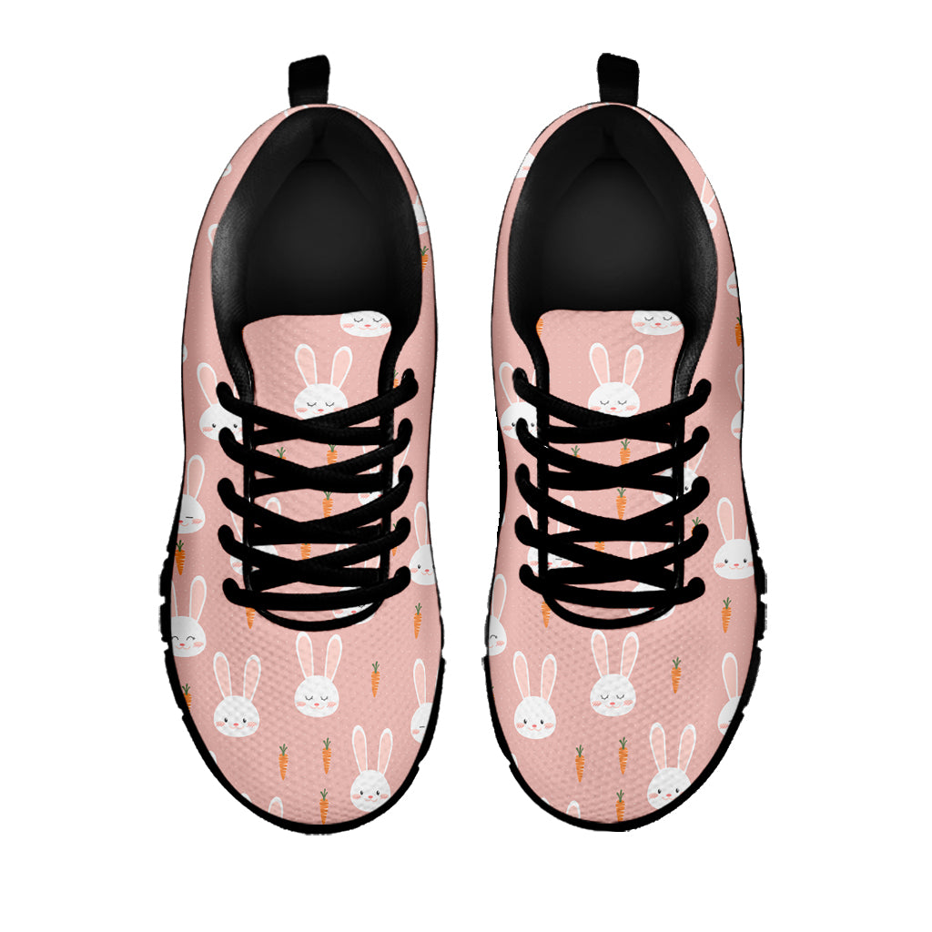 Rabbit And Carrot Pattern Print Black Sneakers