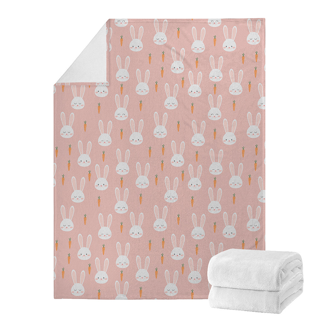 Rabbit And Carrot Pattern Print Blanket