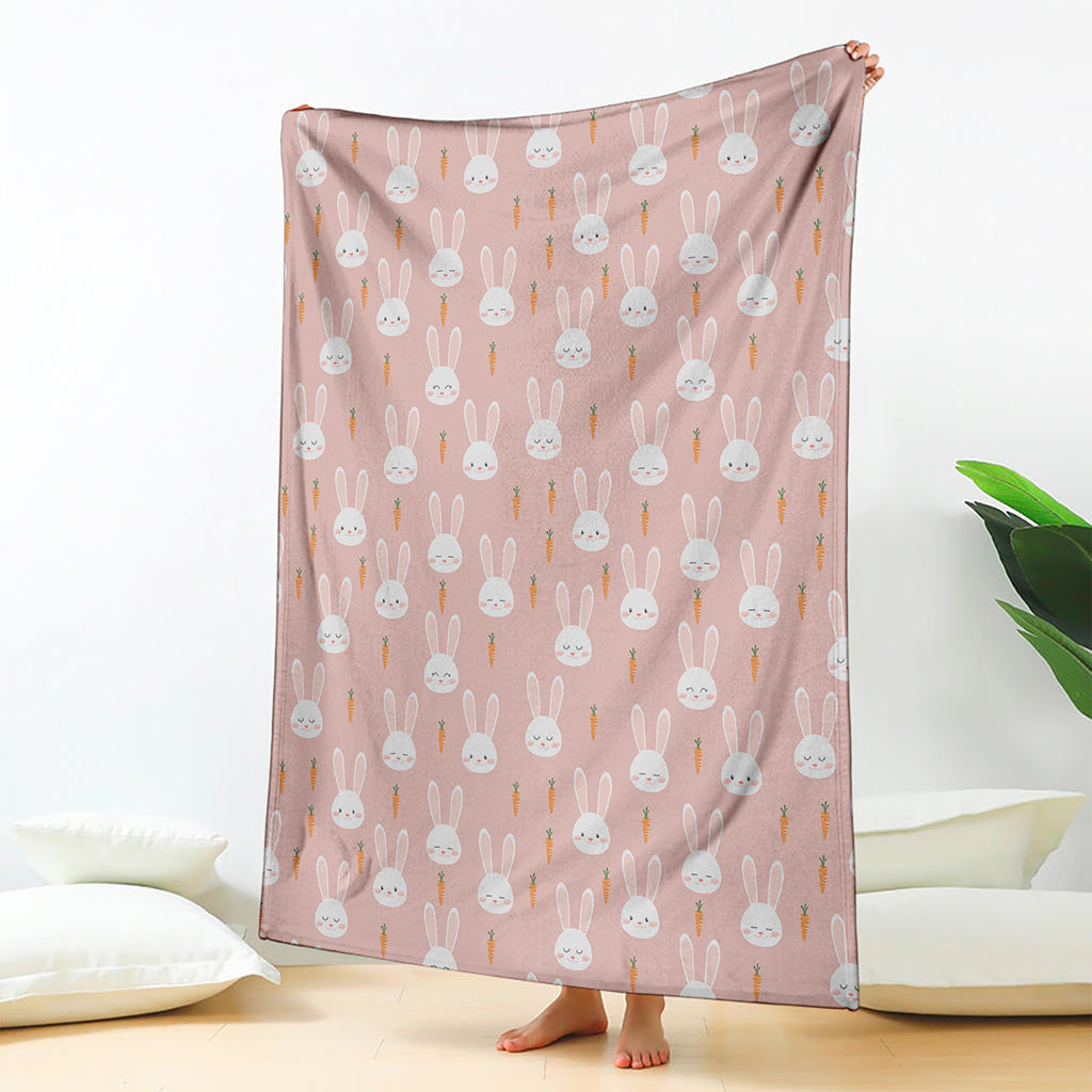 Rabbit And Carrot Pattern Print Blanket