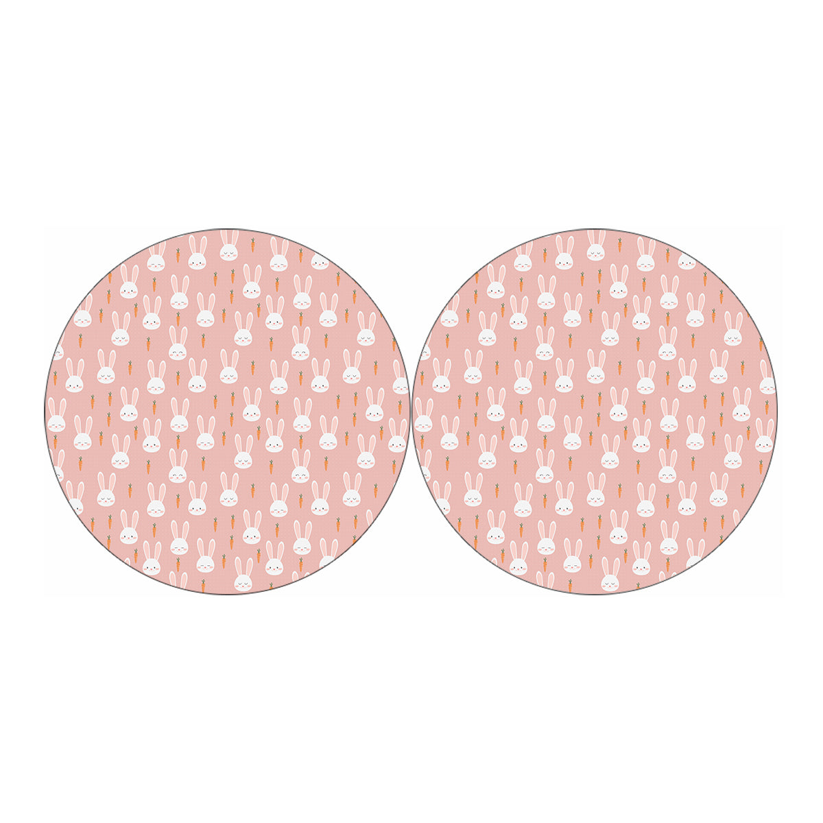 Rabbit And Carrot Pattern Print Car Coasters