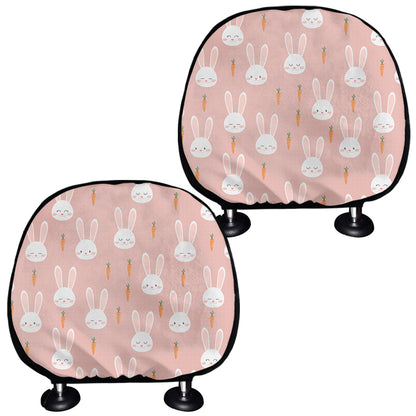 Rabbit And Carrot Pattern Print Car Headrest Covers