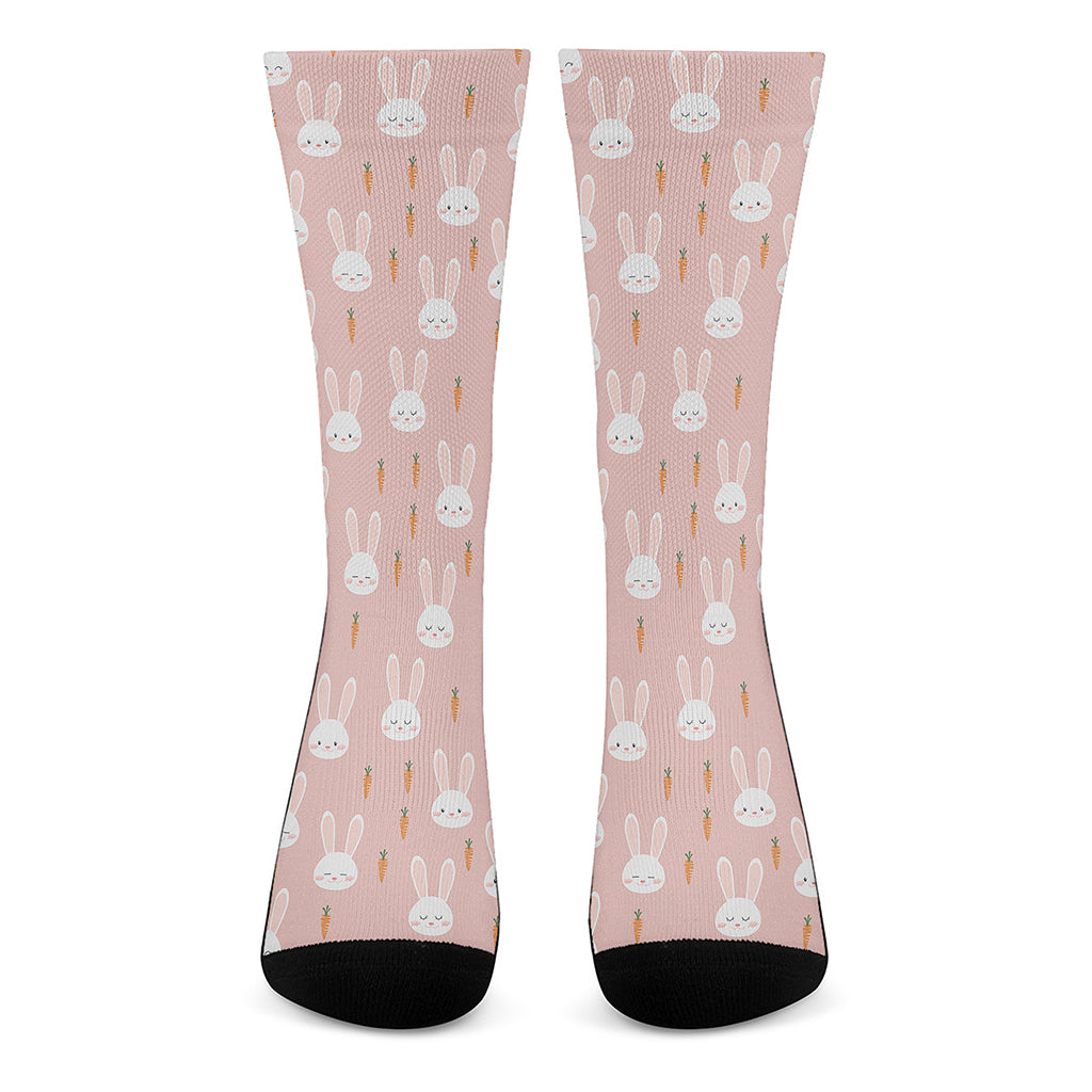 Rabbit And Carrot Pattern Print Crew Socks