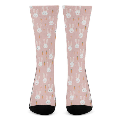 Rabbit And Carrot Pattern Print Crew Socks