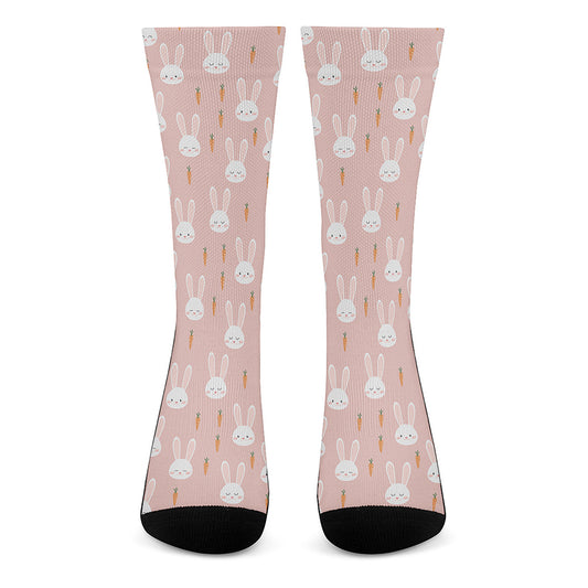 Rabbit And Carrot Pattern Print Crew Socks