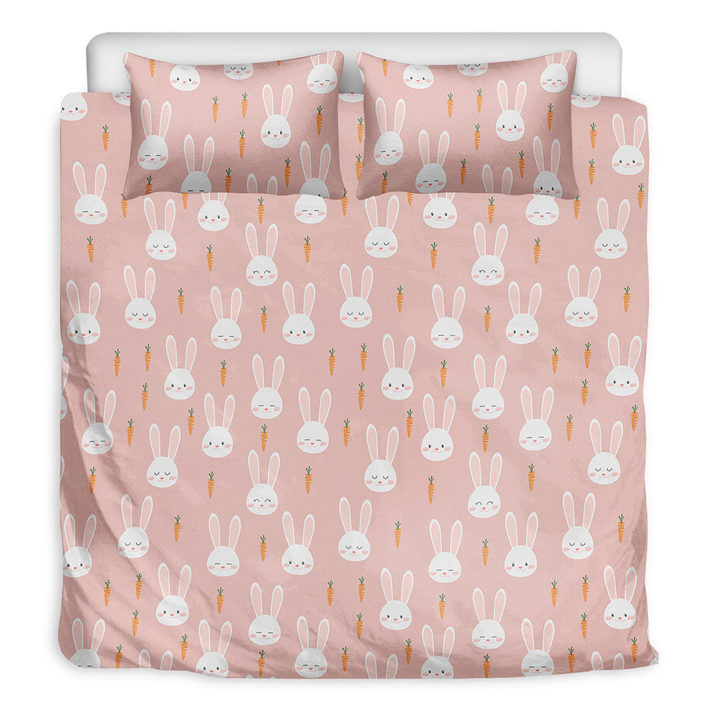 Rabbit And Carrot Pattern Print Duvet Cover Bedding Set