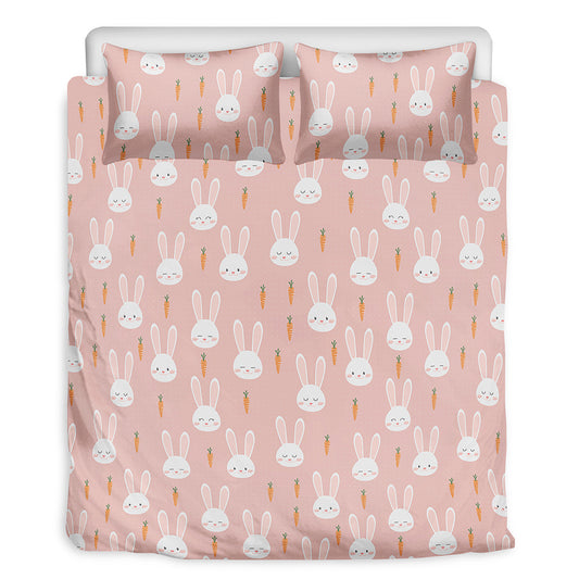 Rabbit And Carrot Pattern Print Duvet Cover Bedding Set
