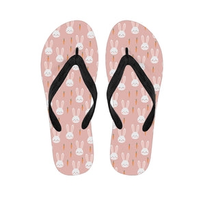 Rabbit And Carrot Pattern Print Flip Flops