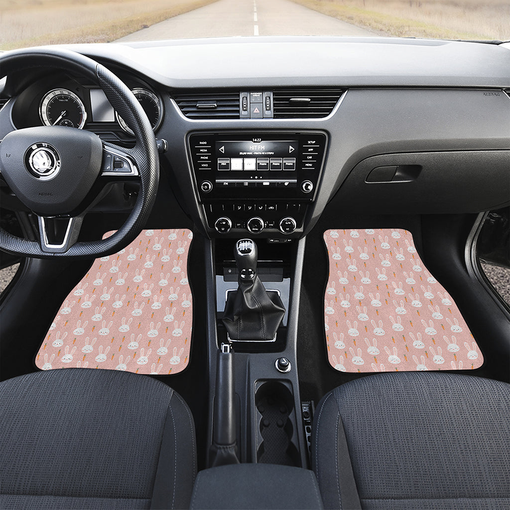 Rabbit And Carrot Pattern Print Front and Back Car Floor Mats