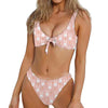 Rabbit And Carrot Pattern Print Front Bow Tie Bikini