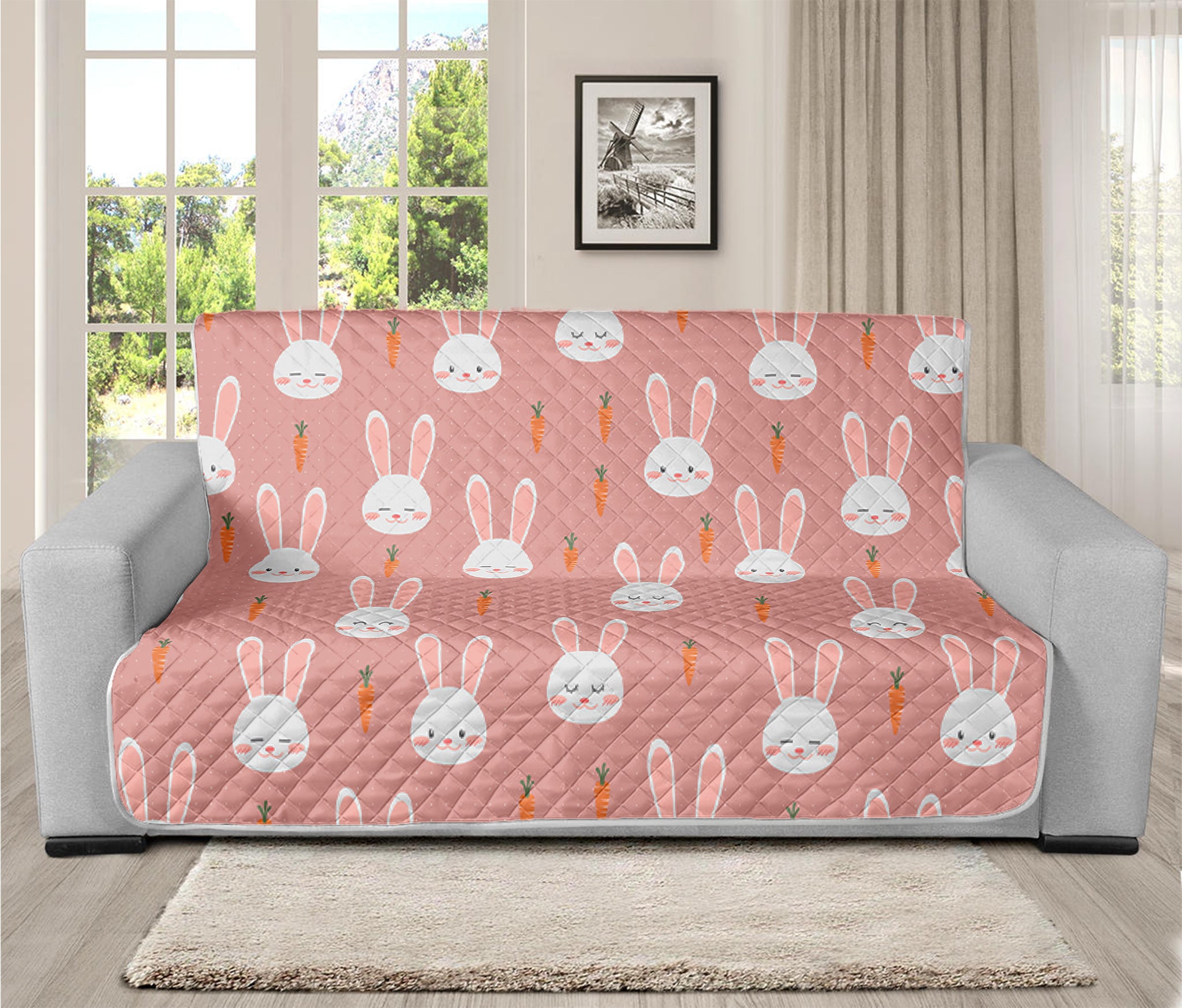 Rabbit And Carrot Pattern Print Futon Protector