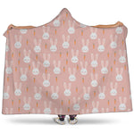 Rabbit And Carrot Pattern Print Hooded Blanket