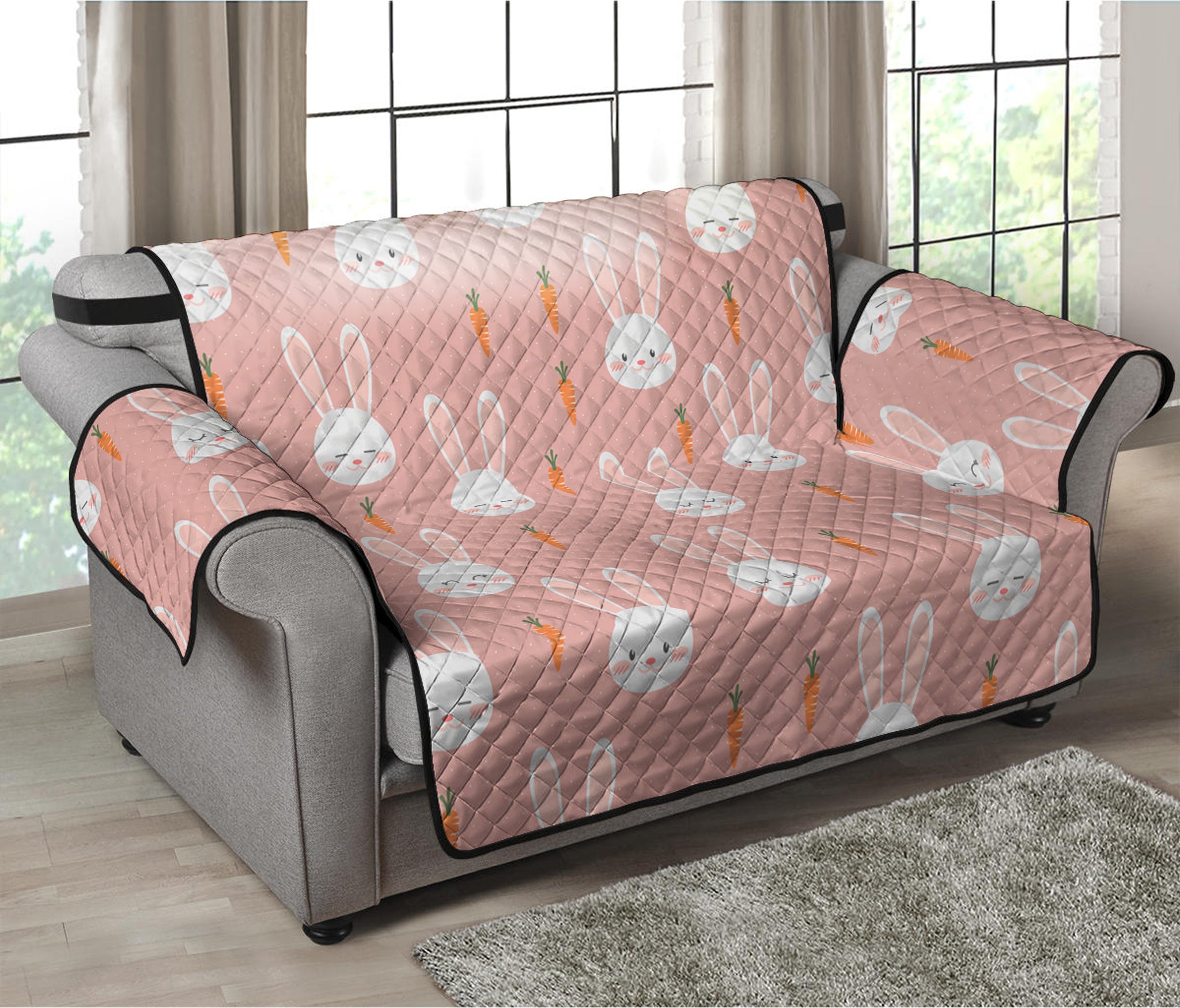 Rabbit And Carrot Pattern Print Loveseat Protector