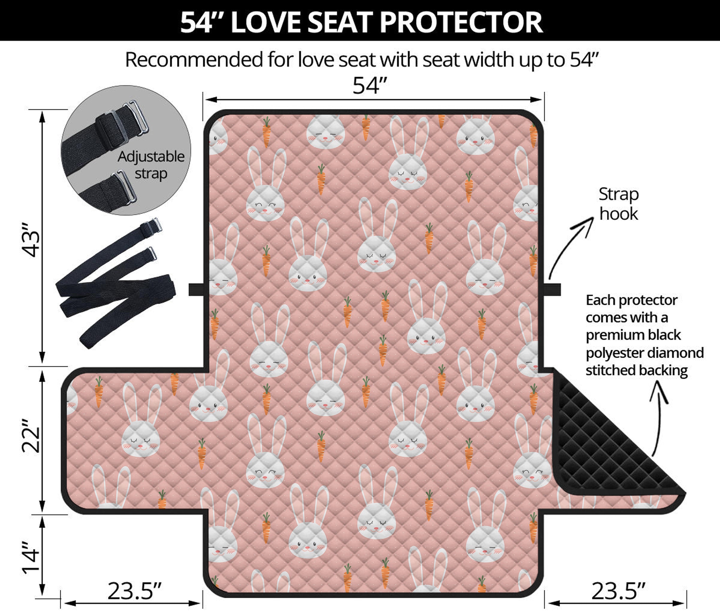 Rabbit And Carrot Pattern Print Loveseat Protector