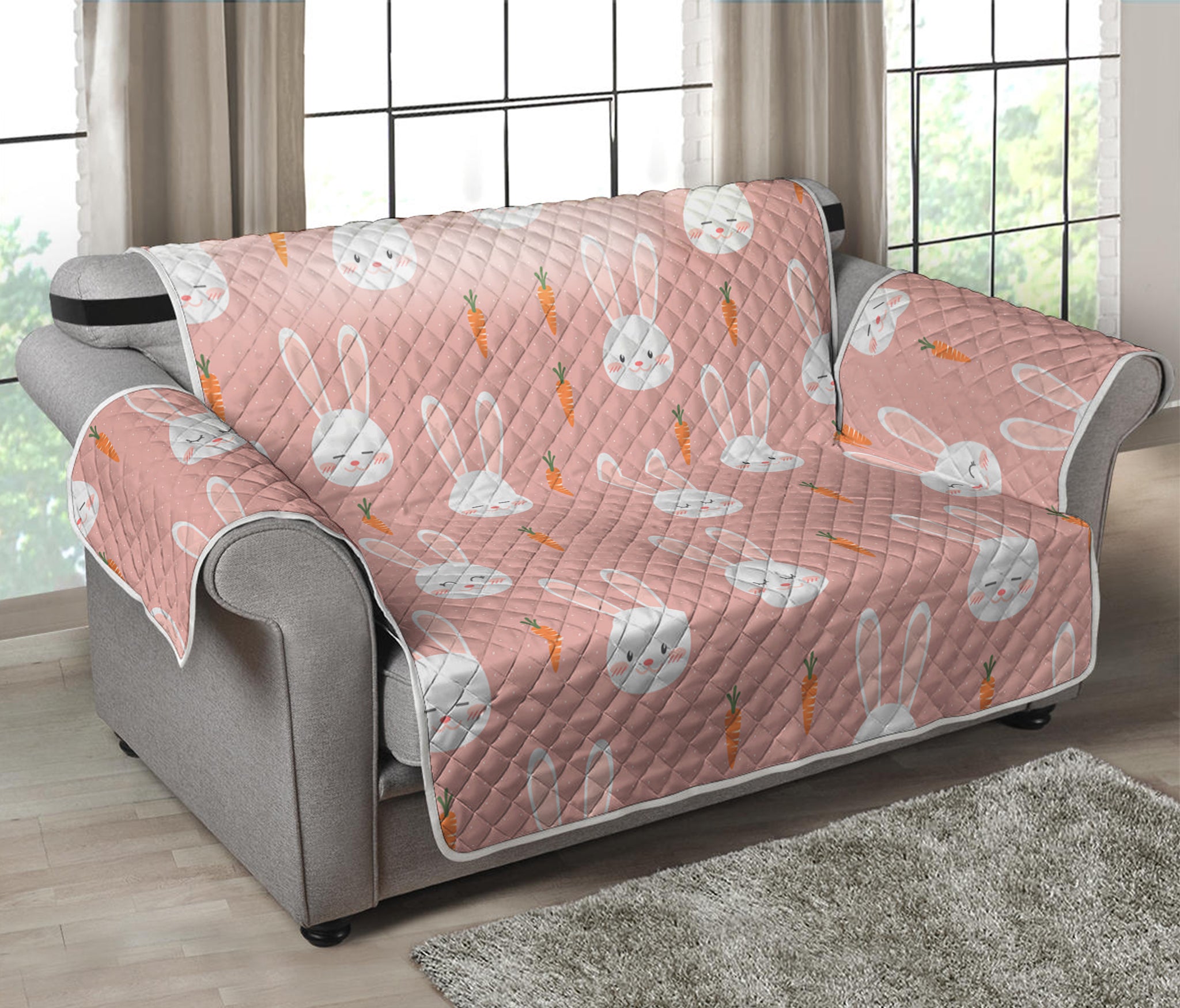 Rabbit And Carrot Pattern Print Loveseat Protector