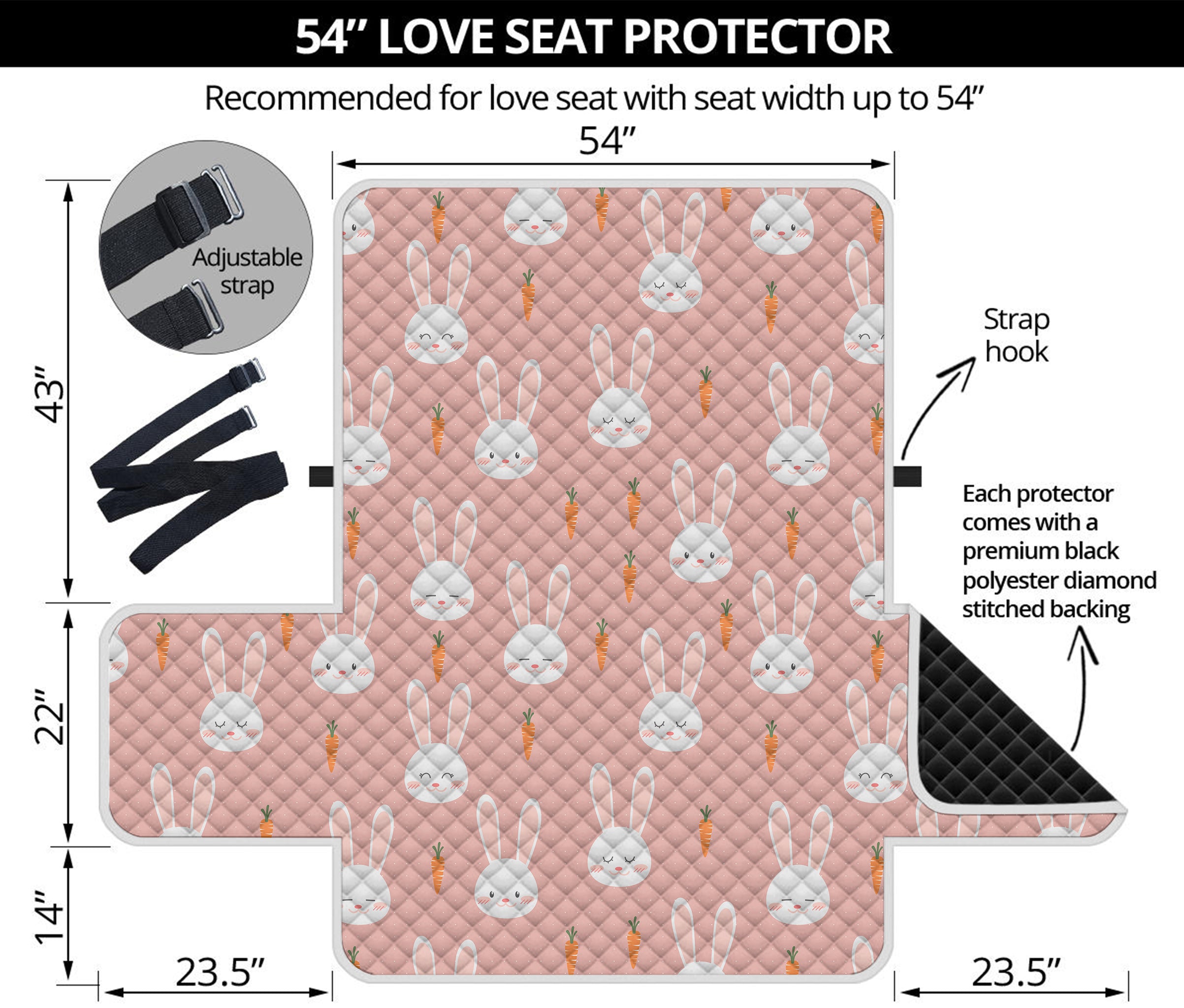 Rabbit And Carrot Pattern Print Loveseat Protector