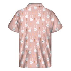 Rabbit And Carrot Pattern Print Men's Short Sleeve Shirt