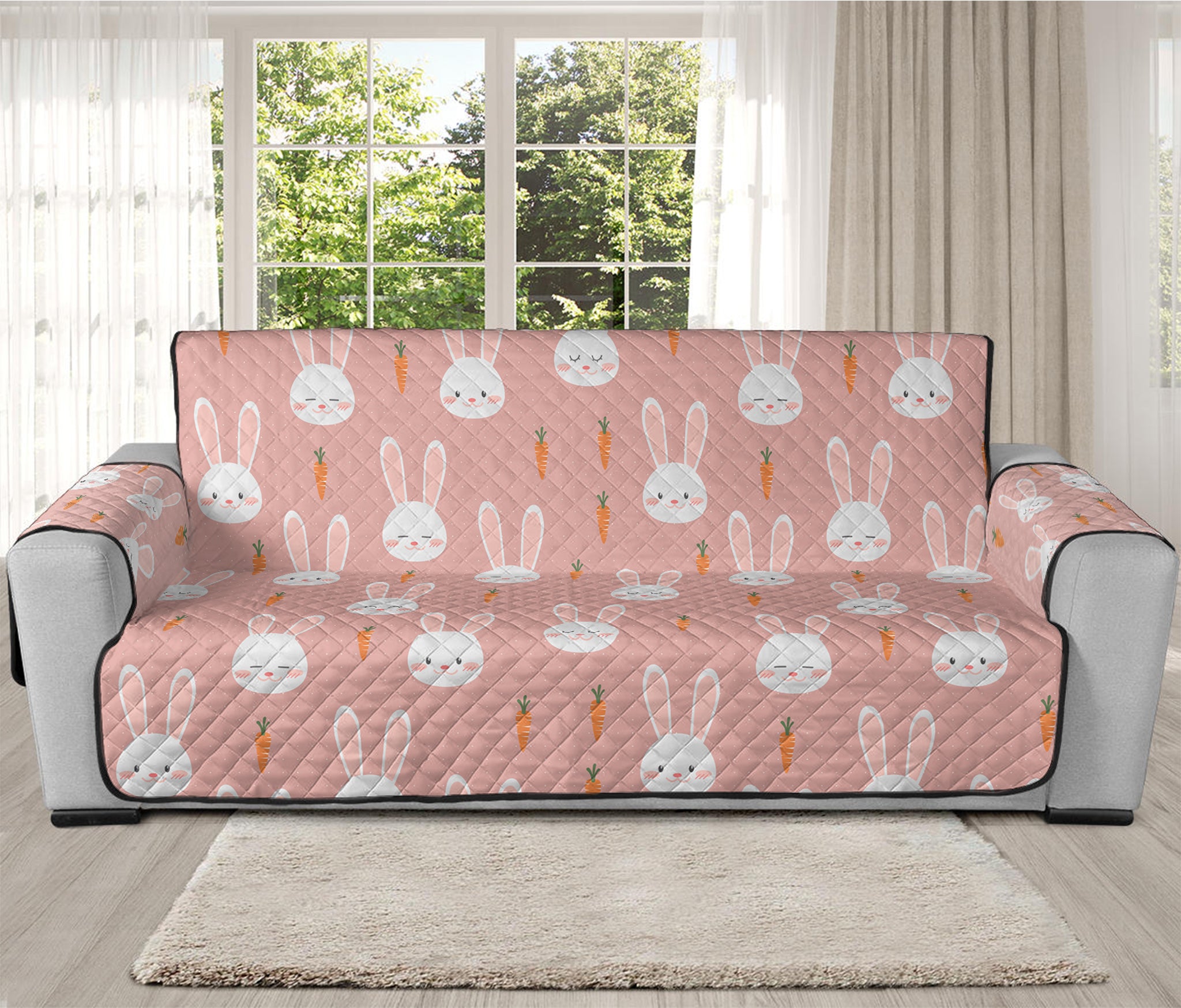 Rabbit And Carrot Pattern Print Oversized Sofa Protector