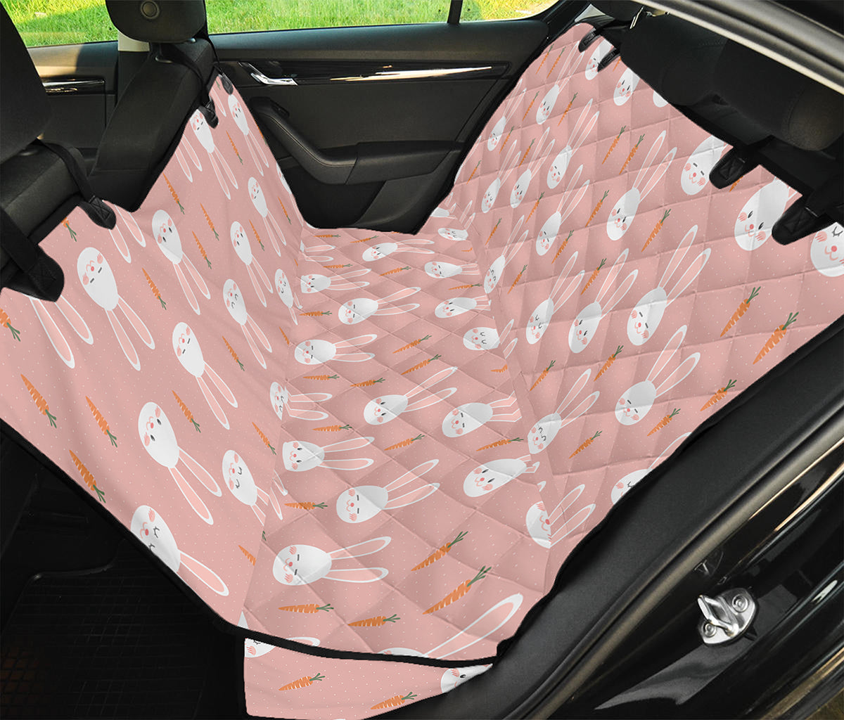 Rabbit And Carrot Pattern Print Pet Car Back Seat Cover