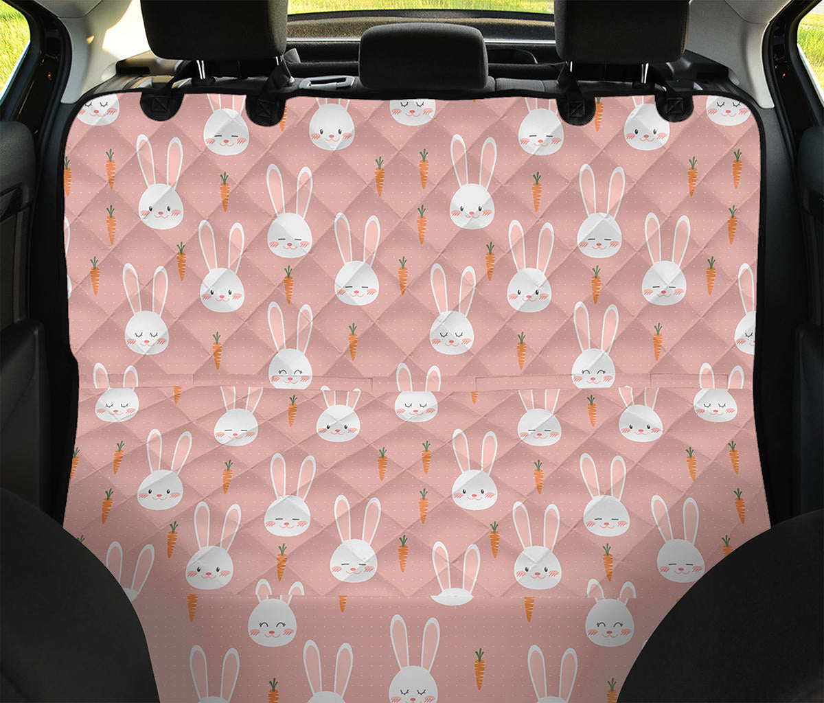 Rabbit And Carrot Pattern Print Pet Car Back Seat Cover