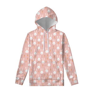 Rabbit And Carrot Pattern Print Pullover Hoodie