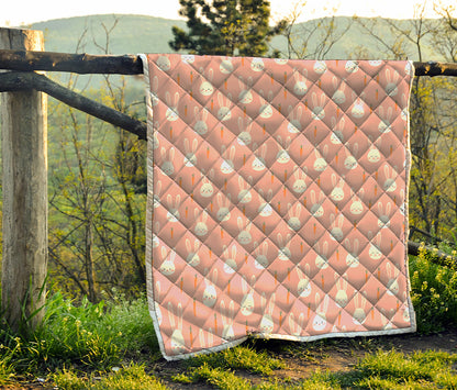 Rabbit And Carrot Pattern Print Quilt
