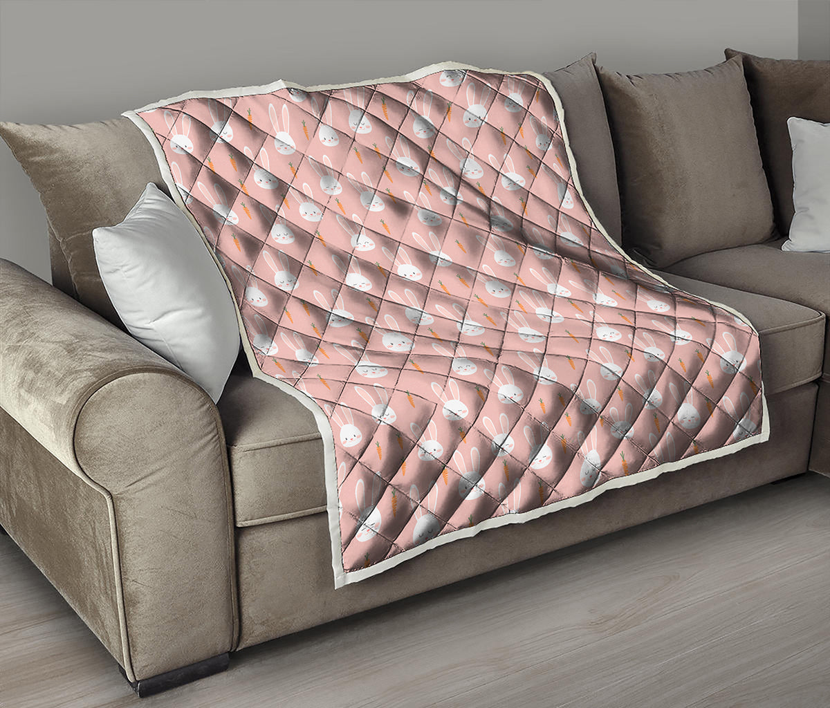 Rabbit And Carrot Pattern Print Quilt