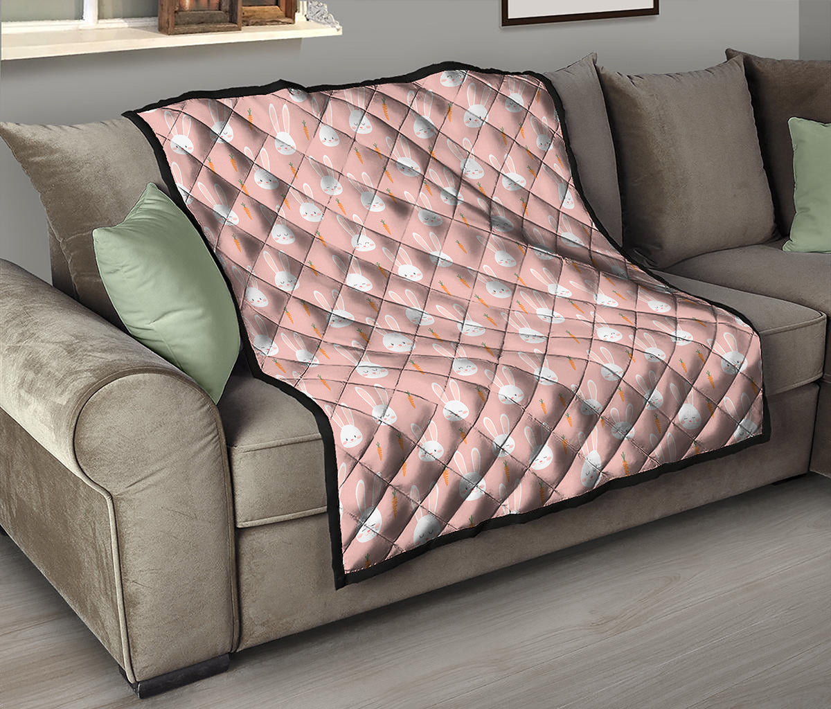 Rabbit And Carrot Pattern Print Quilt