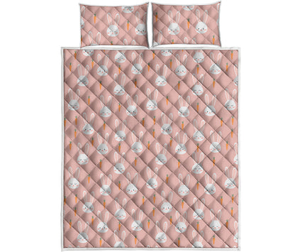 Rabbit And Carrot Pattern Print Quilt Bed Set