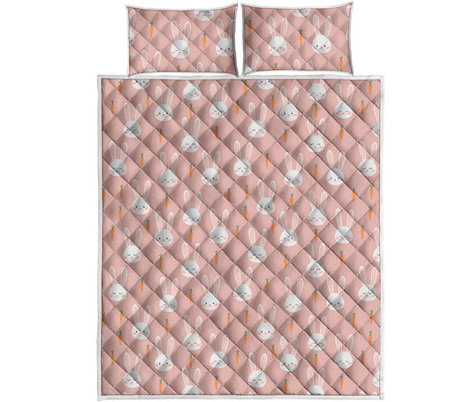 Rabbit And Carrot Pattern Print Quilt Bed Set