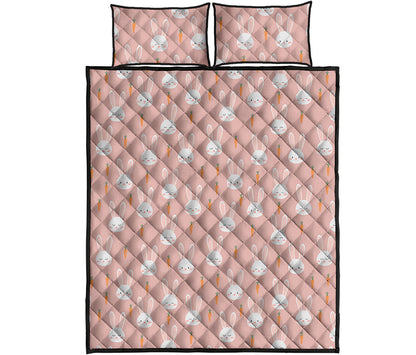 Rabbit And Carrot Pattern Print Quilt Bed Set