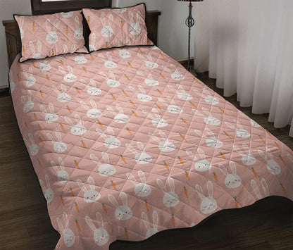 Rabbit And Carrot Pattern Print Quilt Bed Set