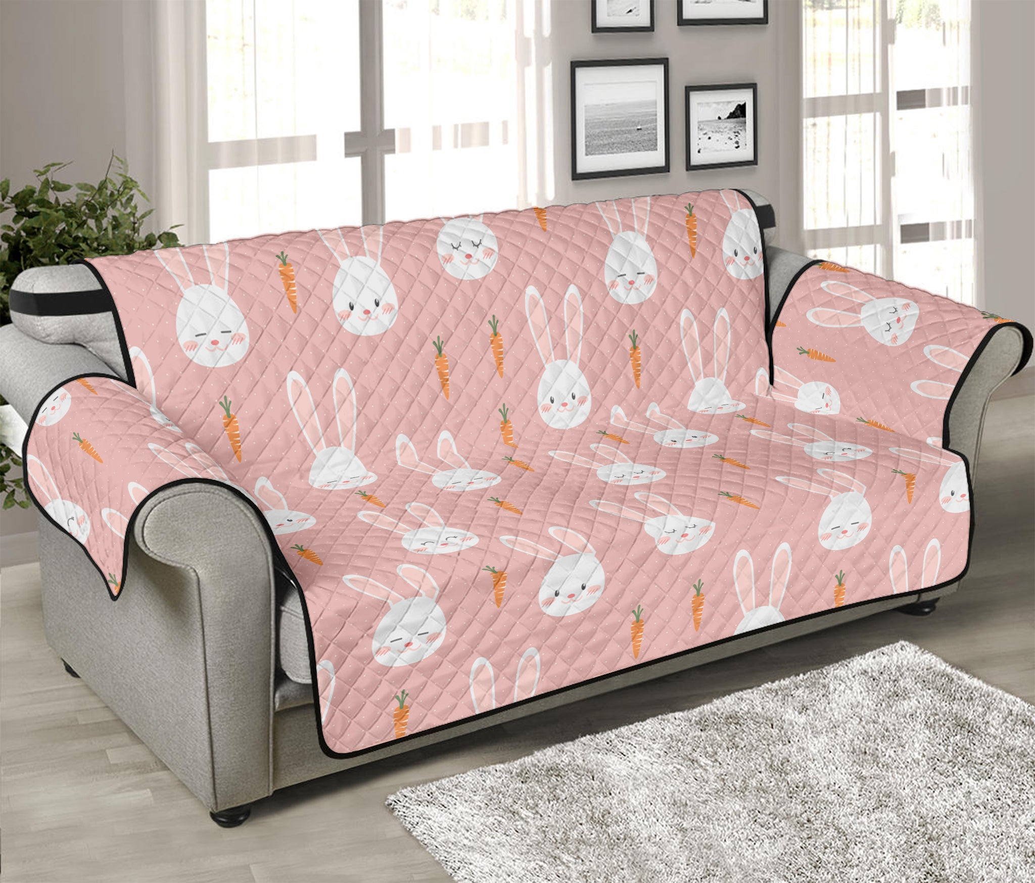 Rabbit And Carrot Pattern Print Sofa Protector