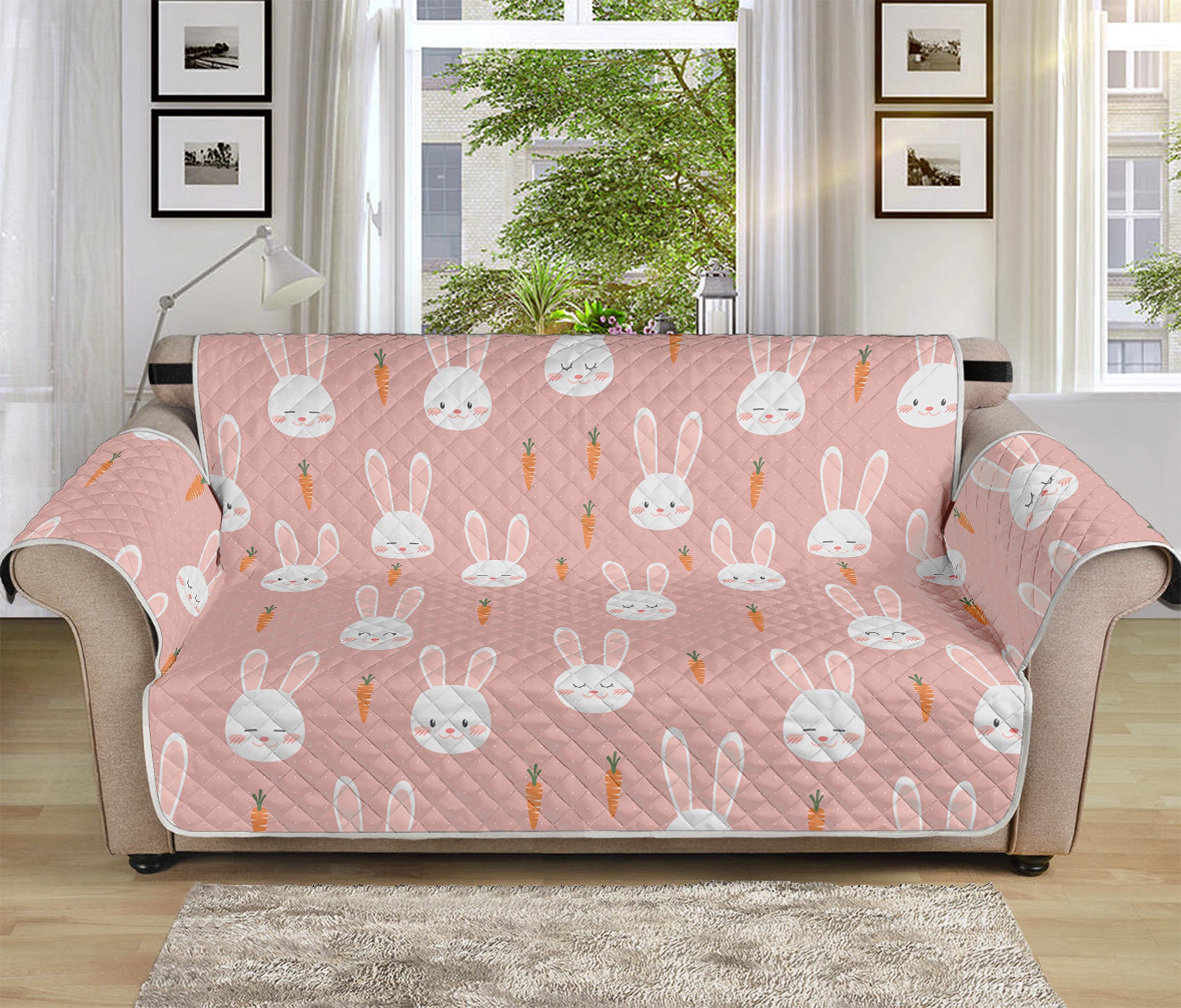 Rabbit And Carrot Pattern Print Sofa Protector