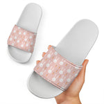 Rabbit And Carrot Pattern Print White Slide Sandals